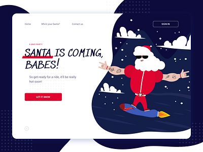 Christmas Party Santa – Web Concept & Illustration christmas christmas mood clean creative design happy new year hero banner illustraion interface landing page merrychristmas minimal new year 2019 santa sketch typogaphy ui ui ux ui ux design vector