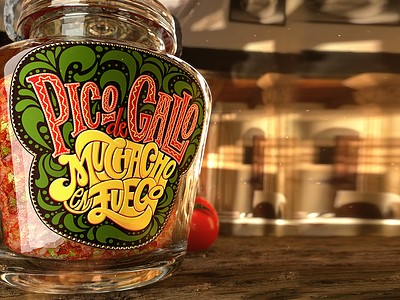 Pico de gallo jar branding design folk food food packaging food packaging design illustration lettering logo mexican culture mexico package package design packagedesign packaging sauce type typography vector