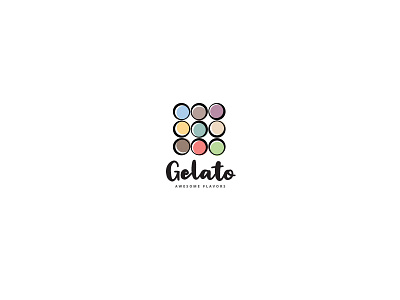 Gelato Logo abstract caramel chocolat circles circular colorful dots food frozen yogurt fruit gelato gelato logo minimalist pistachio simple spices vanilla variety yogurt