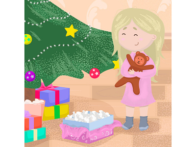 Sweet Christmas illustration adobe illustrator cartoon child theme children art children book children book illustration christmas cute design flat fun gifts girl illustration mood new year vector