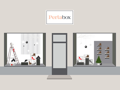 PerlaBox Windows Display branding christmas decor decoration sketch riga shoes shoes store store expterior windows display