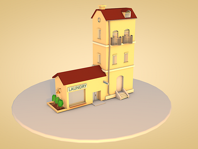 Cute little apartment 3d apartment beginer cinema 4d design dribbble gif house laundry noobie scene twistereli