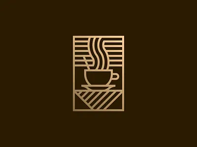 Coffee scene afternoon badge coffee gold illustrator lines miguelcm premium scene