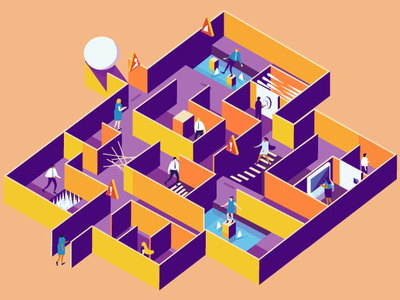 Maze design illustration isometric maze vector