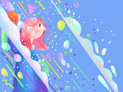 Blanket Of Snow character flat illustration ipad memphis style pink snow winter