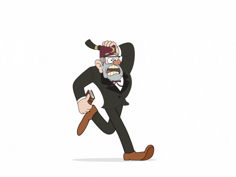 Stan Pines - Gravity Falls character character animation glasses gravity falls hat journal motion markus mystey pines run running running cycle scape scare scary scream walk walking cycle