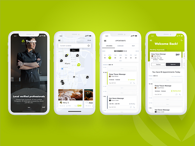 Masseuse Mobile App calendar dashboard iphonex iphonexs maps mobile app design user experience design user interface