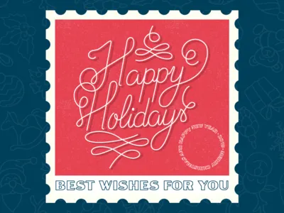 Happy Holidays Postcard 2018 2019 christmas cards design happy new year holiday card illustration lettering pattern postcards typography