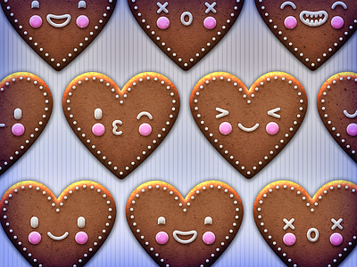 Happy Yule cookies gingerbread heart smiley face vector graphics