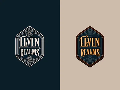 Elven Realms illustration logo lord of the rings modern art tolkien typography vector