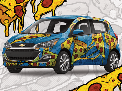 Pizza Slice Spark Wrap affinity designer affinity photo branding car wrap design fleet wrap illustration truck wrap vehicle design vehicle graphics vehicle wrap