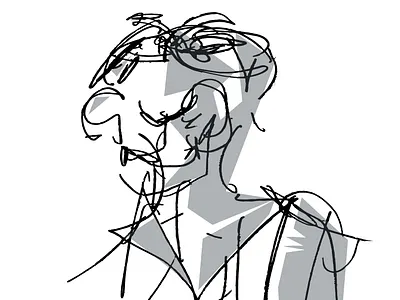 Eyes wide shut grayscale illustration portrait illustration sketch