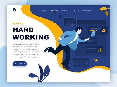 Hard Working color design happiness illustration illustrator ui work