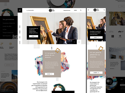 CCArt landing art center interace mobile responsive ui web web design