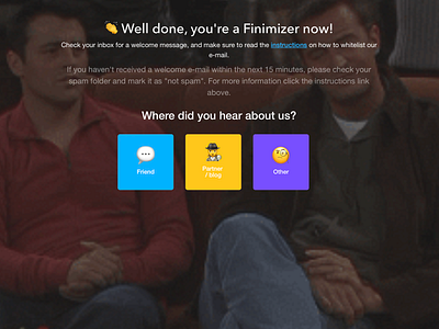 Finimize.com – Thank you page animation branding landing page