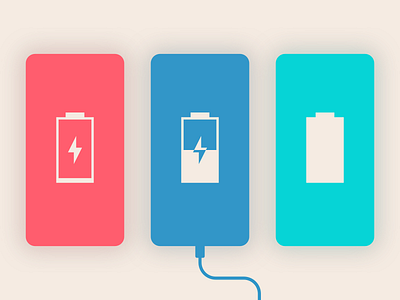 Lifelimitsart 019 / Charging app battery blue concept dailyui design flat idea illustration material minimal minimalism mobile red ui vector