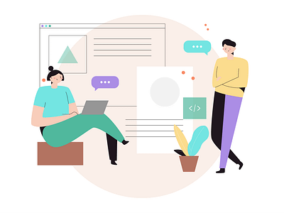 Productivity Scene - DrawKit Peach Kit collaboration discussion drawkit illustration office work