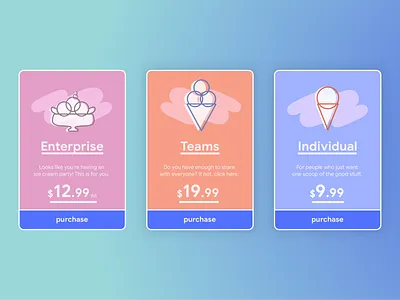 Pricing • Ice Cream Party • Day 030 branding creative dailyinspiration dailyui design digitaldesign flat illustration inspiration interface minimal mobile mobiledesign prototype typography ui userexperience ux uxui vector