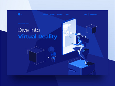 VR characters digital dmit gaming illustration isometric landing page people reality ui vector virtual vr