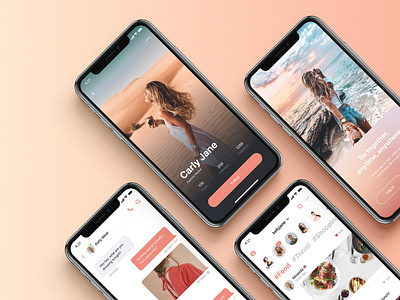 Social Networking Mobile iOS App UI Design app app concept design iphone message message app mobile mobile app mobile app design pink post profile story template template design trending ui ui design ui kit woman