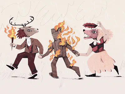 The Wicker Man dance deer digital art fan art horror horror film horror movie illustration man mask ritual wicker wii