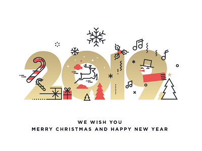 Merry Christmas and Happy New Year 2019 2019 abstract background banner christmas concept greeting card holiday icon illustration invitation new year object party snow flake social media template tree vector web