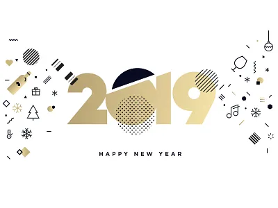 Happy New Year 2019 2019 abstract background banner christmas concept greeting card holiday icon illustration invitation new year object party snow flake social media template tree vector web
