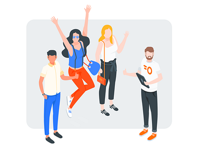 Isometric People cheer group happy illustration illustrator isometric people success thumb up