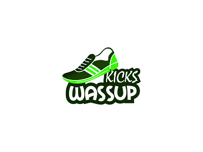 Wassup kicks design flat icon illustration logo shoes simple snickers stylish typography unique vector