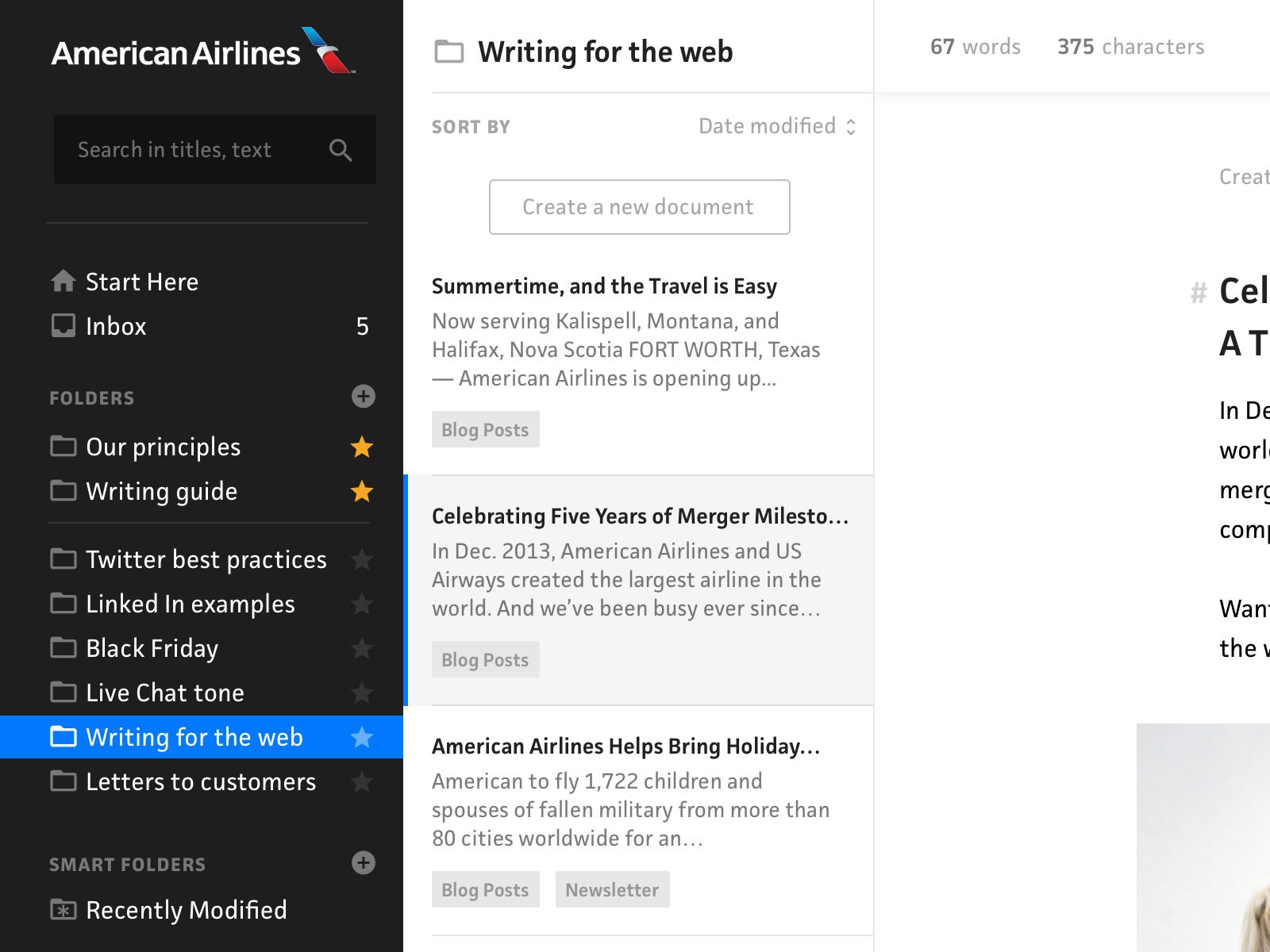Example of Internal Content Management System