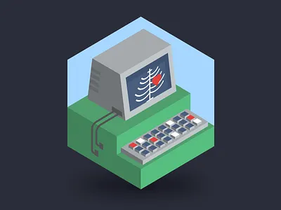 Health dimensional illustration health heart hexagon illustration insurance isometric keyboard monitor user inteface