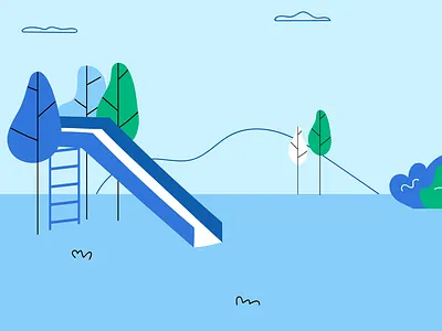 blue park scenario background garden illustration kids park play playground scenario slide trees