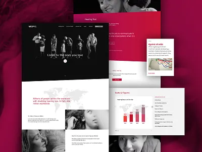 Listen to the ones you love black design flat header illustration interface onepager red ui web webdesign website white