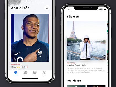 📰 Newsfeed & Videos app card clean design football icons ios mbappe mobile newsfeed simple soccer ui ux video