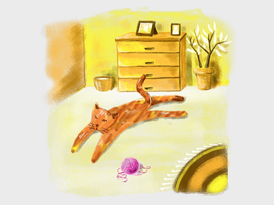 lazy cat animal art brazil cat child childhood design draw funny illustration krita lazy open open source opensource orange red room source yellow