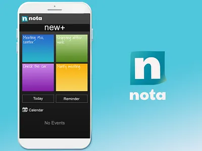 Nota, organizer app app branding design logo ui ux vector web