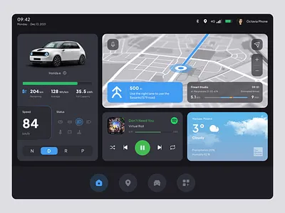 Car Dashboard UI Concept auto car clean dark design fireart fireart studio minimal ui ux