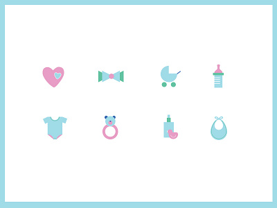 Icons 👶for Strefa Rodzica - Allegro baby colorful draw icons illustrator kids parents simple