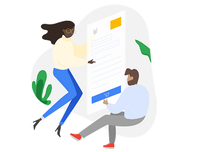 Drafting an email together characters charcoal co working cooperation email flat grain illustration isometric office organic