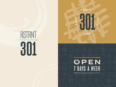 Restaurant 301 design food food and beverage identity illustration logo typography vector