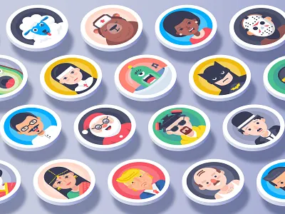 51 Avatars actress avatar avatars batman bear chaplin flat hindu icon indian nun portraits santa sheep trump