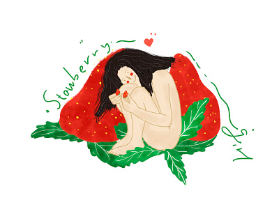 Strawberry Girl lack of RRRRRRRR cute fantasy funny girl illustration interesting life strawberry