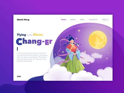 Chang Er chang e china cloud fairy home illustation moon page story web