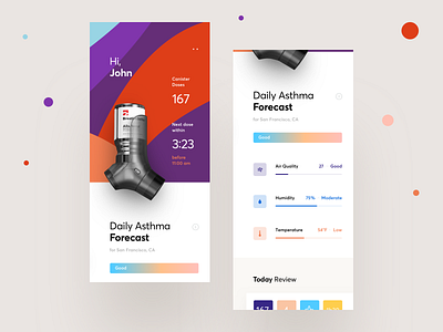 Air Louis Inhaler App air app asthma cuberto design environmental graphics health inhaler medical sensor tracker ui ux wearable