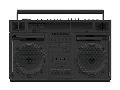 Boom-Box Black black boom box boombox desain design digital drawing flat graphic hip hop hiphop illustration jazz music phoenix radio steel studio transistor vector