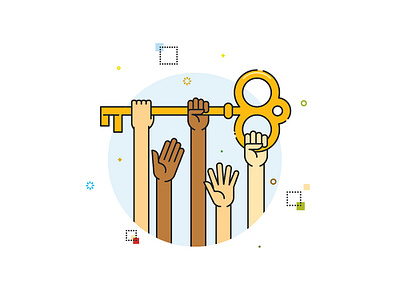 Teamwork 2 co workers collaboration corporate hands illustrations key office teamwork work