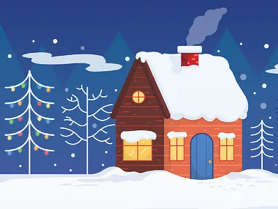 Lil log cabin cabin cozy design holiday illustration vector xmas