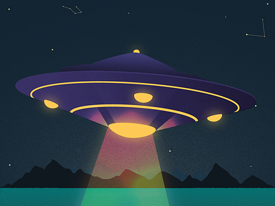 I want to believe aliens illustration night space ship ufo vector