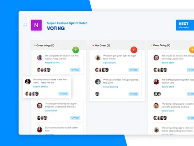 Retro board chat colorful retro trello voting