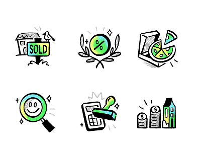 Tic Toc - Icon Set 01 2d adobe illustrator art branding character design clean design digital art gradients hand drawn home icon set icons illustration texture ui